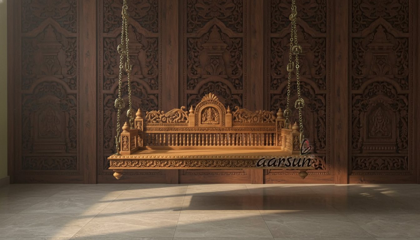 Royal Velvet Upholstered Wooden Swing